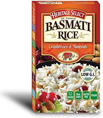 Heritage Select Basmati Rice, Cranberries & Almonds with Orzo Pasta, 6.5 Ounce (Pack of 6)