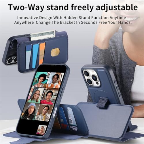 Étui clapet iPhone 16 Pro Max bleu anti rayure avec compartiment carte et aimant - 2