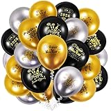 12 Inch New Years Balloons 50 Pcs, Black Gold Silver Latex Balloon Printed 2026 Happy New Year for 2026 New Years Eve Party Supplies Home Office New Year Party Balloons Garland Arch Kit Decorations-4