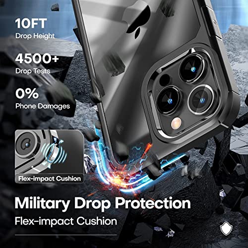 Tauri For Iphone 14 Pro Max Case, [5 In 1] 1X Case [Not-Yellowing] With 2X Tempered Glass Screen Protector + 2X Camera Lens Protector, [Military-Grade Drop Protection] Slim Phone Case 6.7 Inch Black #TOP4
