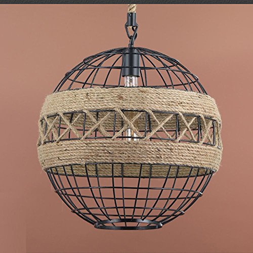 Suspension luminaire corde chanvre et fer rétro pour salon et bar