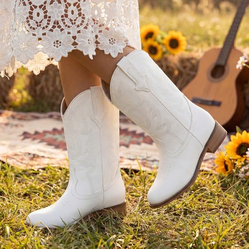 Image of Motasha Girls Cowgirl Boots Unisex-Child Mid Calf Glitter Toddler Cowboy Boot Little Big Kids Western Riding Shoes