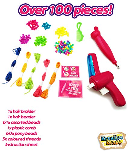 KreativeKraft Kit per Treccine con Perline 2 in 1