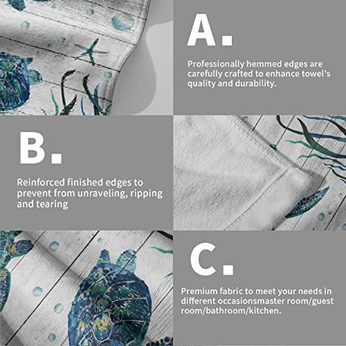 Sea Turtle Hand Towels Set Of 2 Tropical Ocean Guest Bath Towel Soft Fingertip Kitchen Dish Towel Gym Spa Home Bathroom Decorations #TOP4