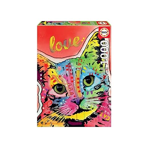 Educa - Tilt Cat Love, Dean Russo, Puzzle de 1.000 piezas, Medida aproximada: 68 x 48 cm, Incluye Fix Puzzle para colgar el puzzle una vez finalizado, A partir de 14 años (19257)