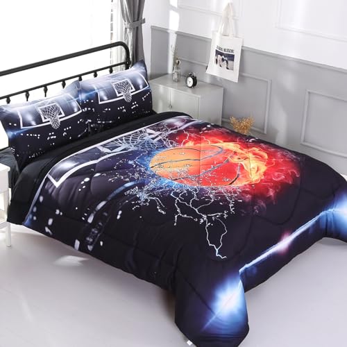 image for Wowelife Basketball Comforter Set Queen 5 Pieces Basketball Bedding Se