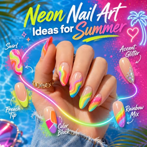 Image of Beetles Neon Gel Nail Polish Set, 23 PCS 20 Color Rainbow Gel Polish Kit | Hot Pink Orange Blue And Lemon Green Glitter Gels With 3Pcs Base Top Coat Set for Uv Soak-Off Manicures Or Gifts