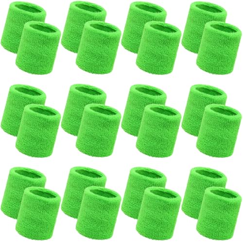 Image of Bememo 24 Pcs Wrist Sweatbands Bulk Sports Wrist Bands for Men Women Breathable Athletic Tennis Wristbands Stretchy Absorbent Cotton Terry for Basketball, Baseball, Gym, Working Out