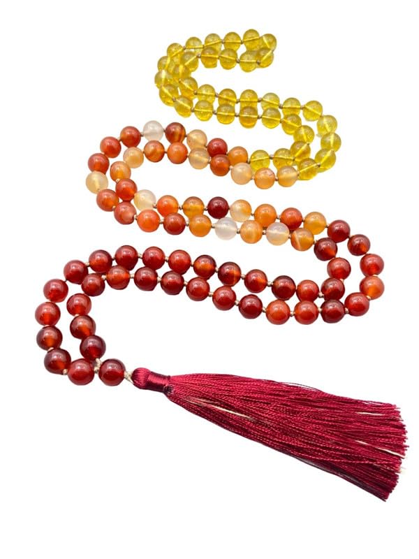 Mala 108 perles de 10mm en onyx et citrine pour retrouver l'harmonie