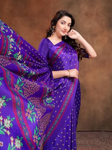 Image of Garden Vareli Floral Booti Print Crepe Saree With Unstitched Blouse Piece