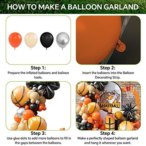 Basketball Balloon Arch Garland Kit, 100Pcs Basketball Party Balloons Orange Black Balloon Garland For Boys Birthday Party Sports Party Gender Reveal Graduation With 4D Starburst Balloons #TOP6