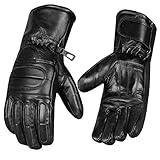 Men’s Winter Gauntlet Motorcycle Gloves, 100% Natural Sheep Leather, Thinsulate Thermal Heated Lining, Full Windproof Cold Weather Water Resistant, Reinforced Warm Biker Driving Glove Black L - Image 4