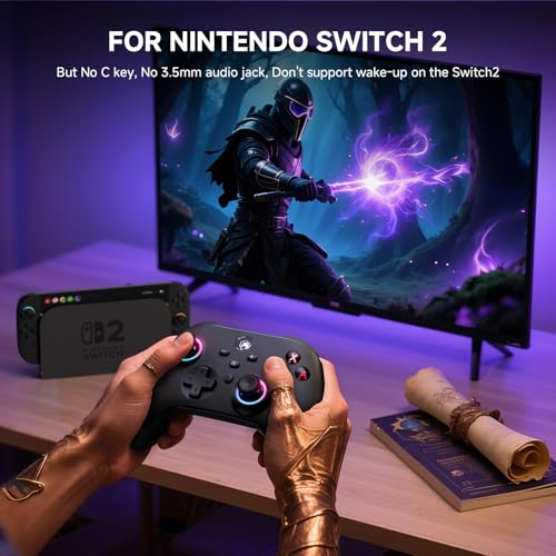 Image of ECHTPower Switch 2 Controller, 2025 Wireless Controller with RGB /Macro /Shift /Turbo /Vibration, 1000mAh Bluetooth Controller Compatible with Switch /Switch 2 /PC /Adroid /iOS