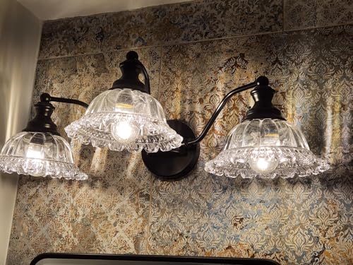 Image of XIEDUN Farmhouse Vanity Lights for Bathroom Light Fixtures Black Vanity Lights 3 Light Bathroom Light Fixtures