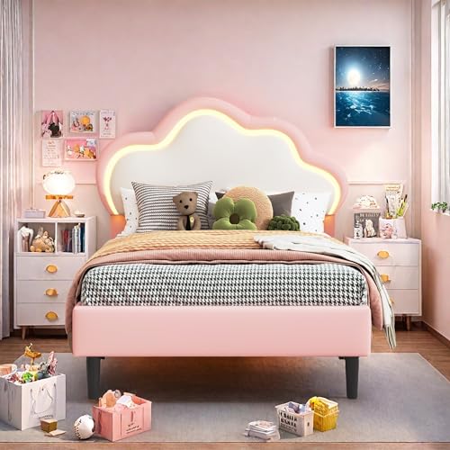 Aneutr Lit Enfant 90x200 cm Princesse LED