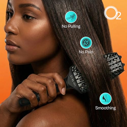 Image of CURVATO Titanium Ceramic Curved Thermal Brush - Professional Styling Brush with Boar & Nylon Bristles for Shine, Control, and Lift, Ideal Hair Styling Tools for All Hair Types, by O2