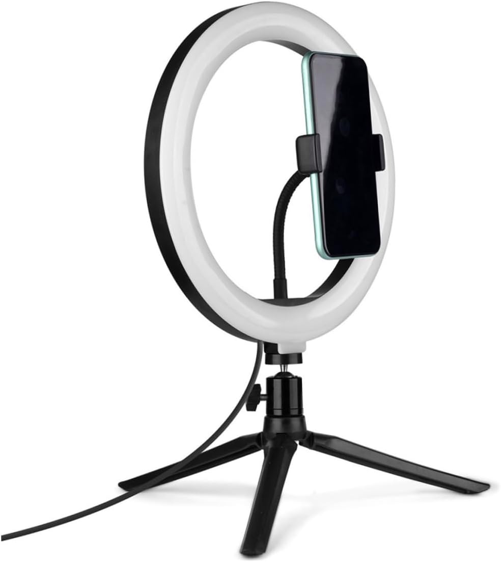 1 Set Light Stand Phone Holder Selfie Live Rack Makeup Light Phone Stand for Recording Black