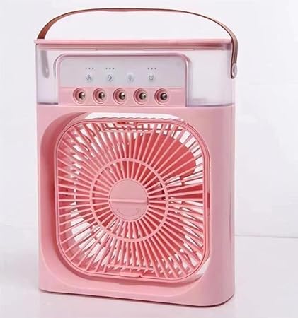 Smart Gadgets Portable Humidifier Air Cooler Mist Fan/Mini Table Fan For Home With 3 Speed Mode With Water Spray 7 Color Led Timer/Personal Cooler Desk Fan For Shop Office Kitchen Camping. (Black)