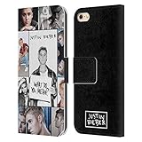 Sistema de cierre magnético Head Case Designs Licenciado Oficialmente Justin Bieber Póster de cuadrícula Propósito Carcasa de Cuero Tipo Libro Compatible con Apple iPhone 6 / iPhone 6s