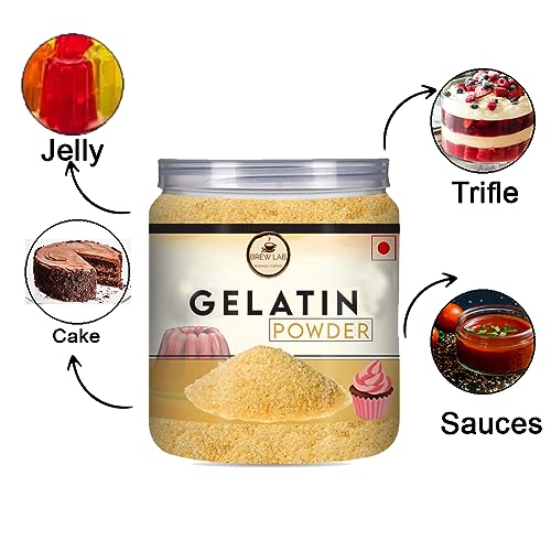 Image of Brew Lab Gelatin Powder 500gm for Making Candies, Smoothies, Desserts, Jelly, Marshmallows, Cakes, Ice Cream, Aspic, Corn and Confections | Food Grade | Non Vegetarian