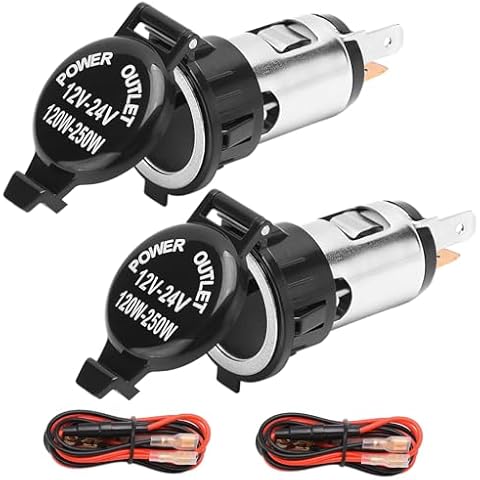 Cigarette Lighter Socket,DC 12V Car Cigarette Lighter Socket,12 Volt Female Power Outlet Socket,Cigarette Lighter Replacement with Cover Wiring Harness Waterproof for Auto Truck RV Motor Boat(2 Pack) Cover