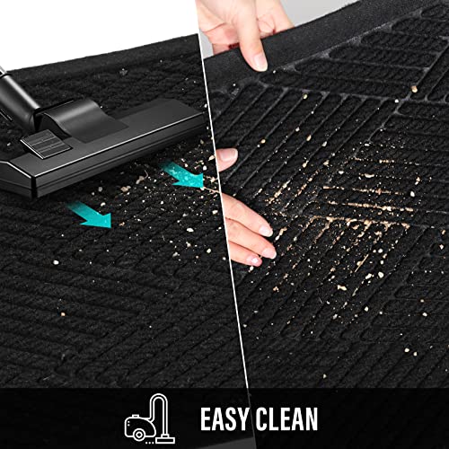 Hiyard Durable Front Door Mat, Absorbent Muddy Dirt Resist Welcome Door Mats Outdoor Indoor, Stain And Fade Resistant, Non-Slip Rubber Backing Low Profile Doormat For Entryway, 30×17, Black #TOP6