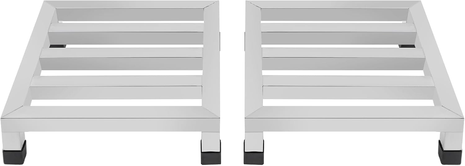 Stainless Steel Dunnage Rack, 2 Pack Dunnage Racks with 1000Lbs Capacity, Commercial Food Floor Rack, for Shopping Mall, Supermarket, Warehouse, Home Storage (2, 14" x 14" x 4")