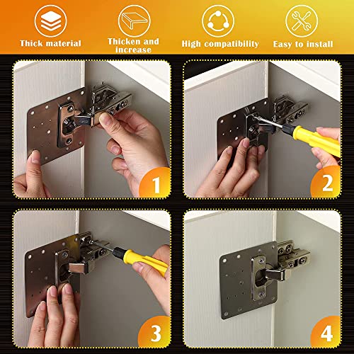 Cabinet Hinges Repair Plate,Stainless Steel Hinge Repair Brackets Kit,Kitchen Cupboard Door Hinge Repair Plate Kit Includes Fixing Screws,Protect Wooden Kitchen Cabinet Door,Furniture(2 Pcs) #TOP1