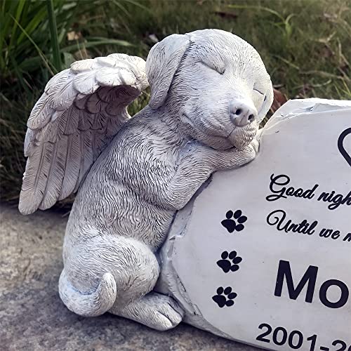 Personalisierter Gedenkstein für Hunde Schlafender Hund, Engelsstatue, Grabbegriffen, Einheitsgröße, vollfarbig