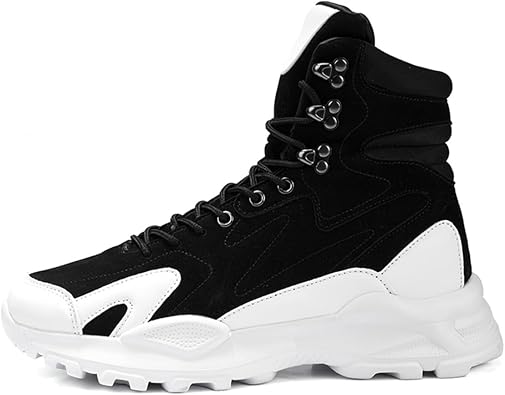 Mens High Top Suede Sneakers Non-Slip Casual Walking Shoes Lightweight Fashion Sneakers for Streetwear