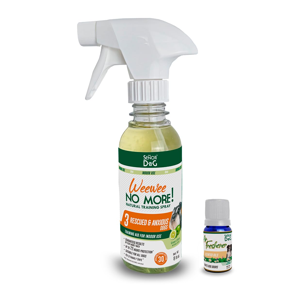 Señor Dog™ WeeWee No More! Rescued & Anxious Dogs Kit 8oz (Level 3). Dog Training Spray for Indoor use. Pet Safe Formula