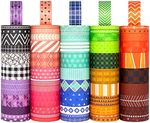 KOVANO 60 Rolls Washi Tape Set - Decorative Adhesive Masking Tape for Scrapbooking Supplies, DIY Crafts, Bullet Journals, Gift Wrapping, Party Decorations and Planners, Each Roll 5.4yd Total 328yd