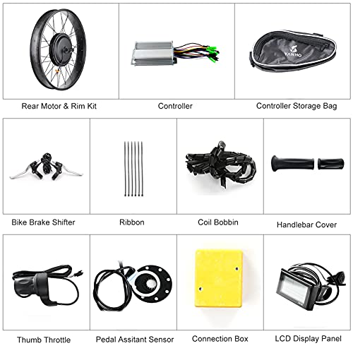 Domary Kit de conversão de bicicleta elétrica, motor traseiro e kit de aro 48V 1500W Kit de motor po