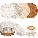 8PCS Portavasos para Mesa Antideslizantes con Soporte, Portavasos para Bebid de Cuerda de Algodón Tejido para Proteger la...