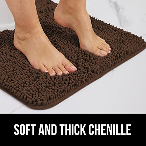 Image of Gorilla Grip Bath Rug 70x24, Thick Soft Absorbent Chenille, Rubber Backing Quick Dry Microfiber Mats, Machine Washable Rugs for Shower Floor, Bathroom Runner Bathmat Accessories Decor, Brown