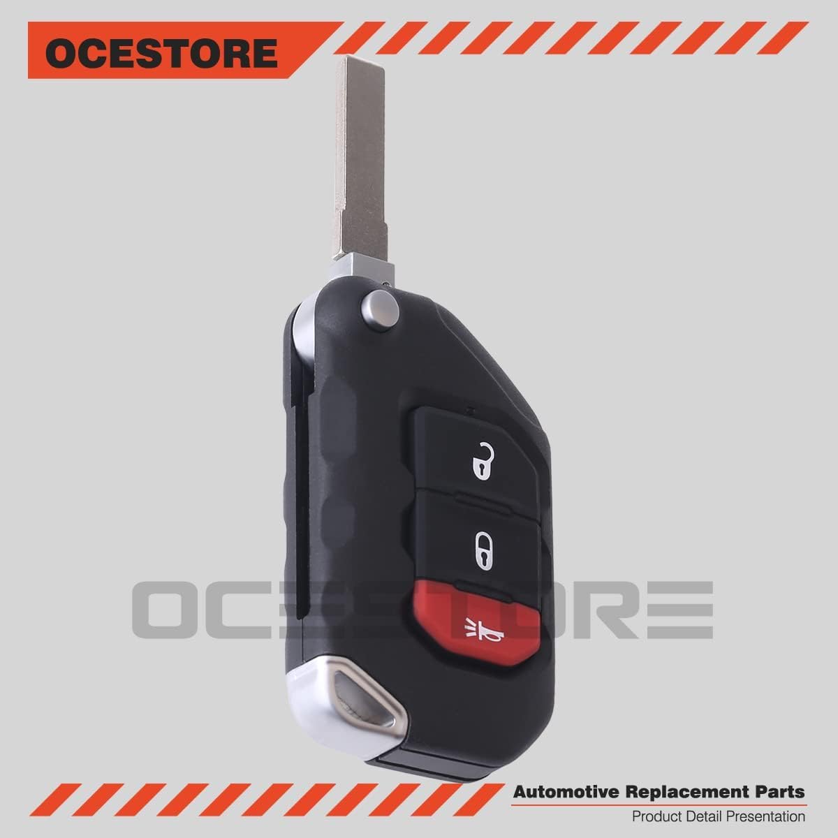 OCESTORE 2 pezzi OHT1130261 Portachiavi auto Keyless Control Entry Telecomando 3 pulsanti di ricambio per veicoli compatibile con Wrangler Gladiator 68416782AA