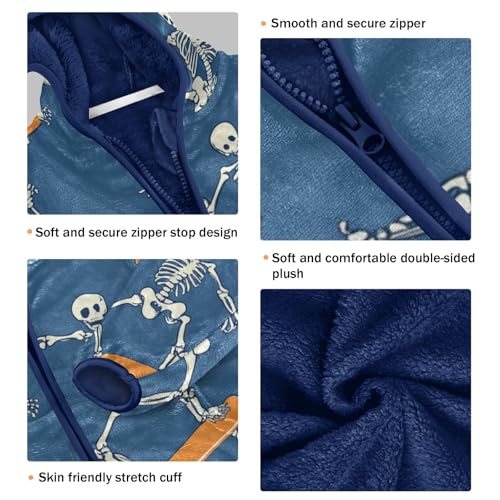 Skateboarding Skeletons Girls Fleece Jacket Girls Fall Jacket Girls Zip Up Hoodie Girls Sherpa Jacket 2-10T3