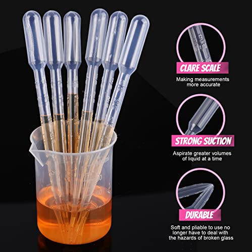 Transfer Pipettes, Teenitor 50Pcs 3Ml Eye Dropper Plastic Transfer Pipettes For Essential Oil, Disposable Liquid Dropper For Science Laboratory, Lab, Diy #TOP3
