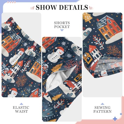 ALAZA Snowman House Snowflake Christmas Pajama Pants Long Sleep Pant Pajama Bottoms Elastic Waist with Pockets4