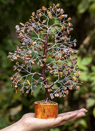 Tiger Eye Crystal Tree of Life Chakra, Handmade Gemstone Feng Shui Money Bonsai, Crystal Decorations, Spiritual Gifts, Healing Stone Home Decor