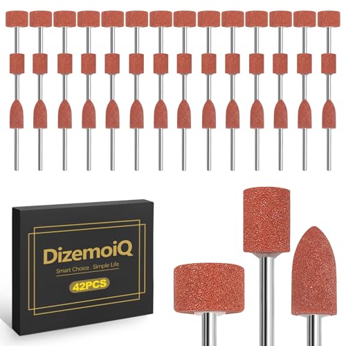 DizemoiQ 42 Teile Korund Schleifstift Aufsatz Set für Bohrmaschine Akkuschrauber Drehwerkzeug Schleifen Polieren Entgraten Holz Stein Metall Zubehör