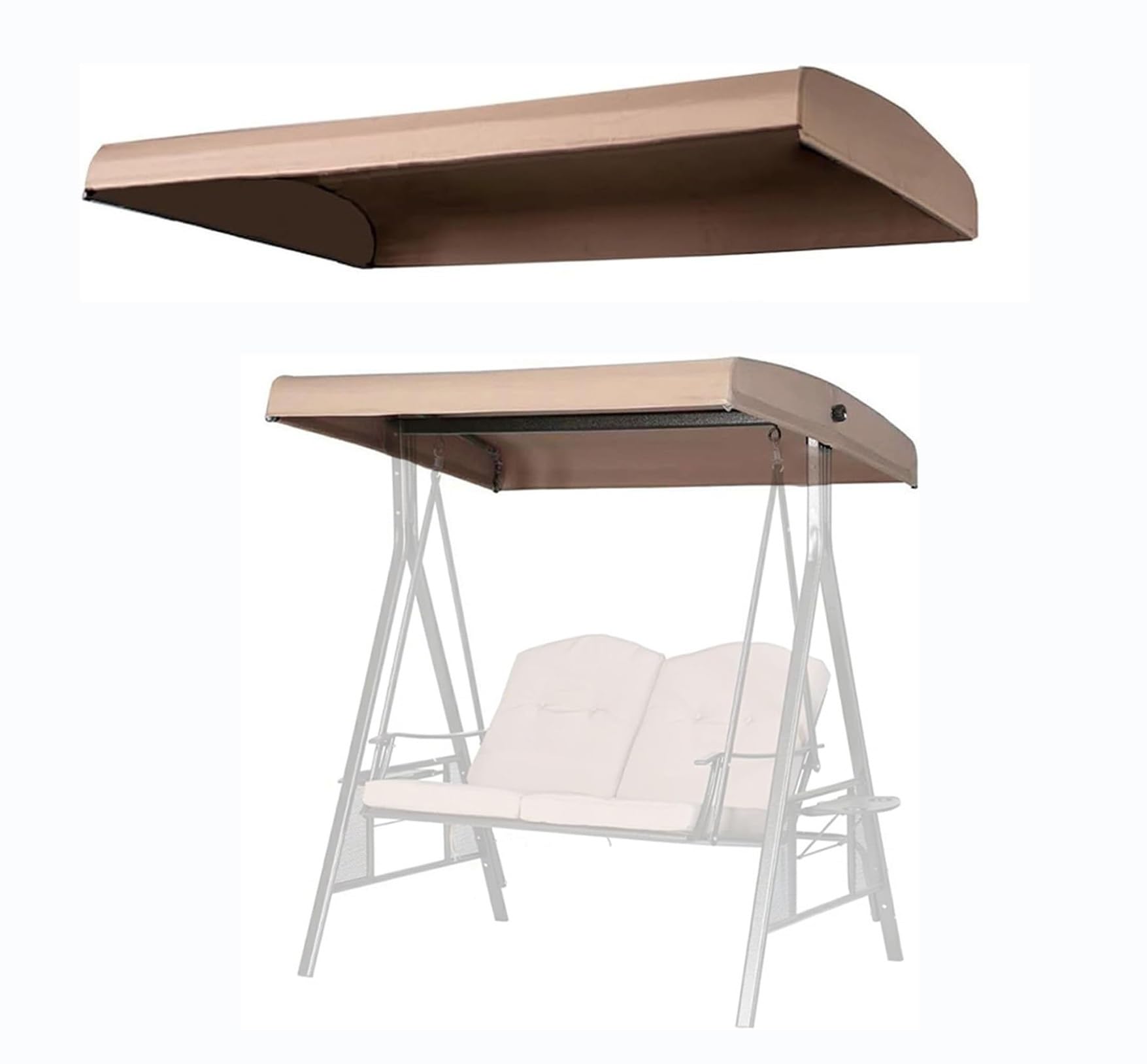 Wasserdichte Veranda-Schaukel-Abdeckung, Ersatzdach für 3 Personen, 600D-Sonne für Hof, Garten, Balkon, passend für 3-Sitzer (200,7 x 117,9 cm), UV-beständig