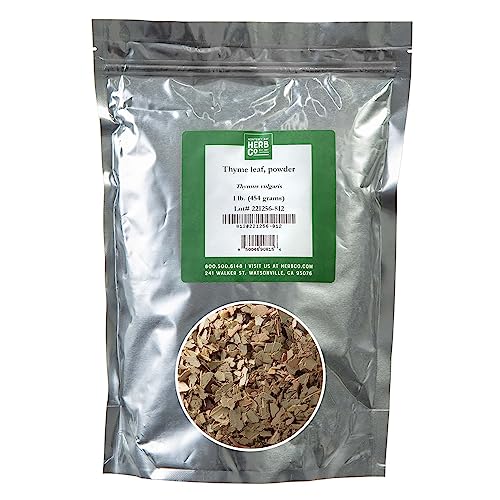 Thyme Leaf Powder, by Herb Co, Mediterranean Culinary Herb & DIY Ingredient for Soaps, Creams, Salves & Toners, Non-Irradiated, Fine Green Powder, 1 lb