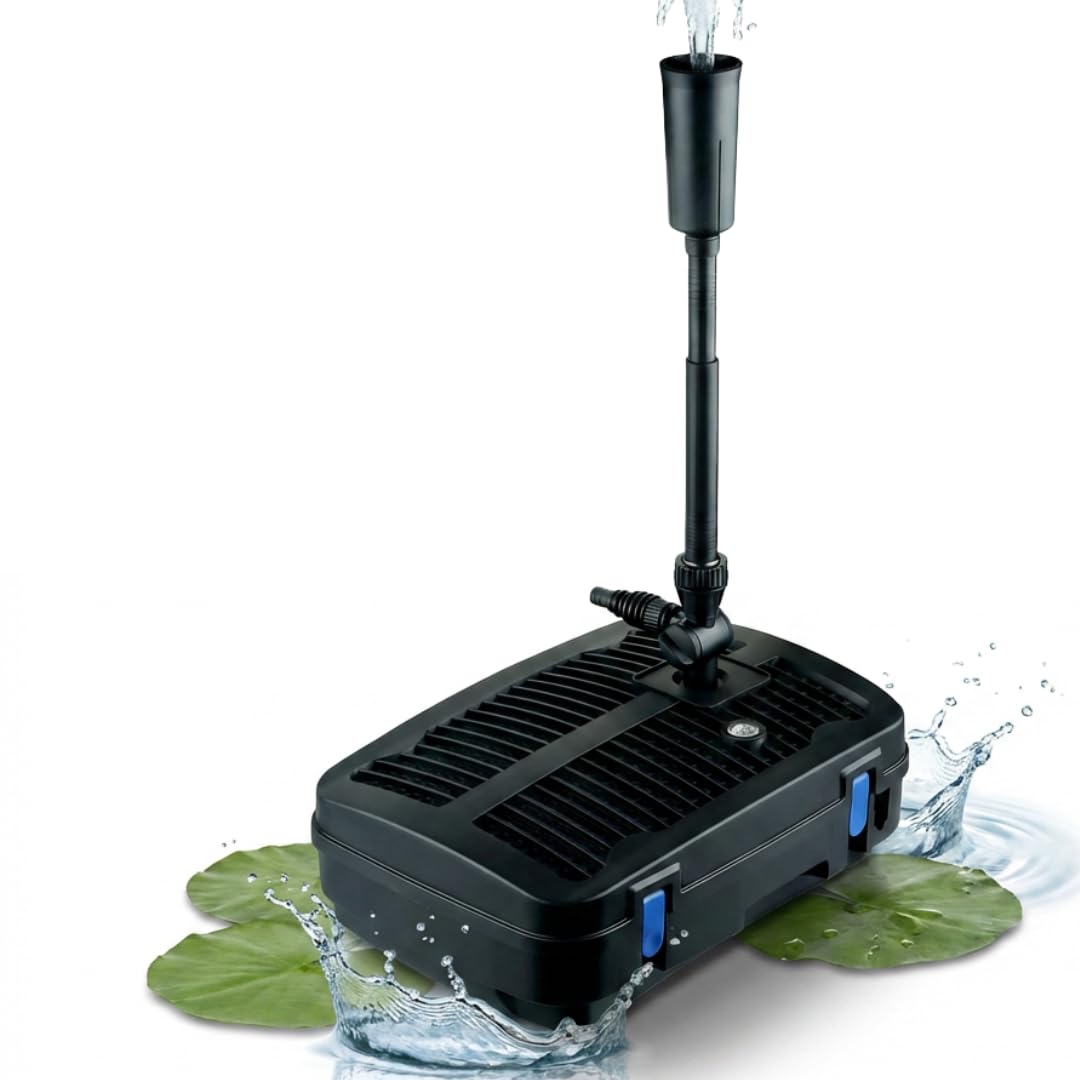 TEICHER Teichpumpe mit Filter und UV Lampe 2500 L/h 11W inkl. 3 Fontänenaufsätze