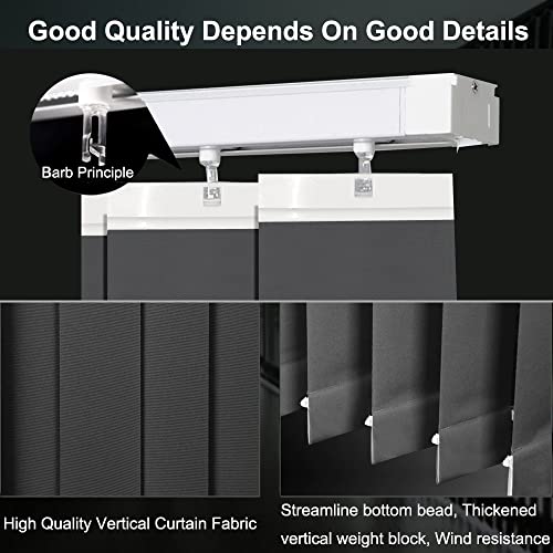 100% Blackout Vertical Window Shades, 3.5Inch Slat Fabric Thermal Insulated Energy Saving Uv Protection Decoration Vertical Window Blinds #TOP3