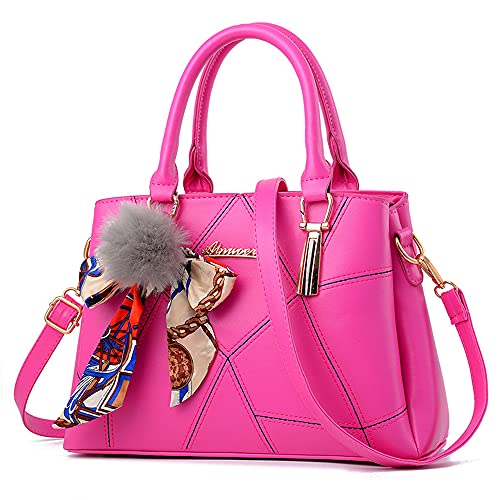 Sac à Main Femmes bandoulière Sacs épaule pour Femmes élégante Sac à Main Femme Tendance pour Filles en Cuir PU Rose Rouge Cover