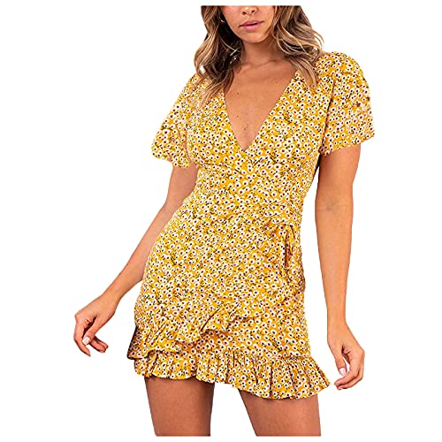 Smooto Women s Cut Out Crisscross Halter Bodycon Wrap Sexy Tank Midi Dress White Dress Shirt for Women Sweater Dress for Women (Yellow 1,M)