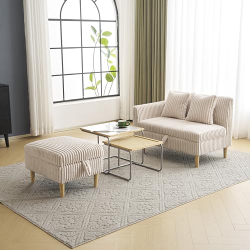 オーエスジェイ(OSJ) ソファ ソファー 2人掛け 収納付き ソファー オットマン付き 幅146cm 木脚外し可能 コンパクト ローソファ コンパクト おしゃれ ひとり暮らし ファブリック カウチソファー [5]