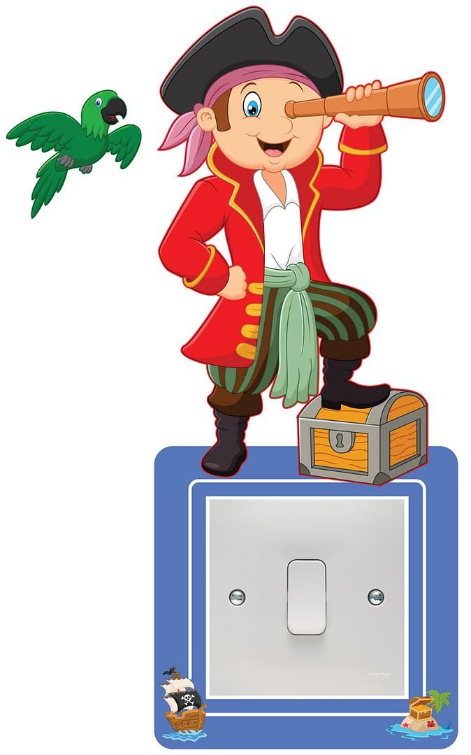 Childrens Pirate Light Switch Surround Art Vinyl Wall Stickers Childrens Bedroom