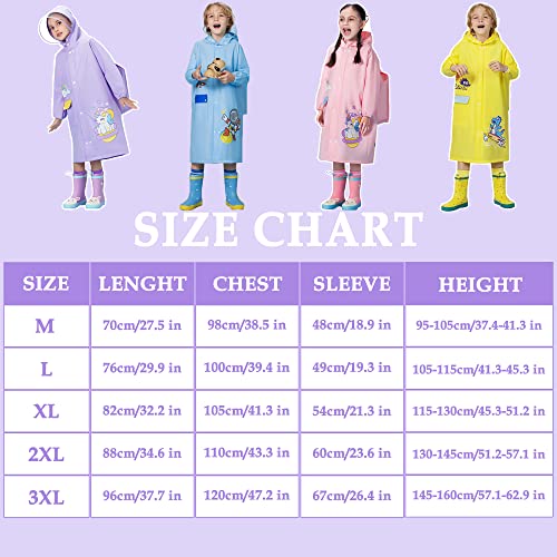 Toddler Raincoats for Girls Boys Hooded Rain Poncho Waterproof Kids Raincoat Children Toddler Rain Wear XL Size4